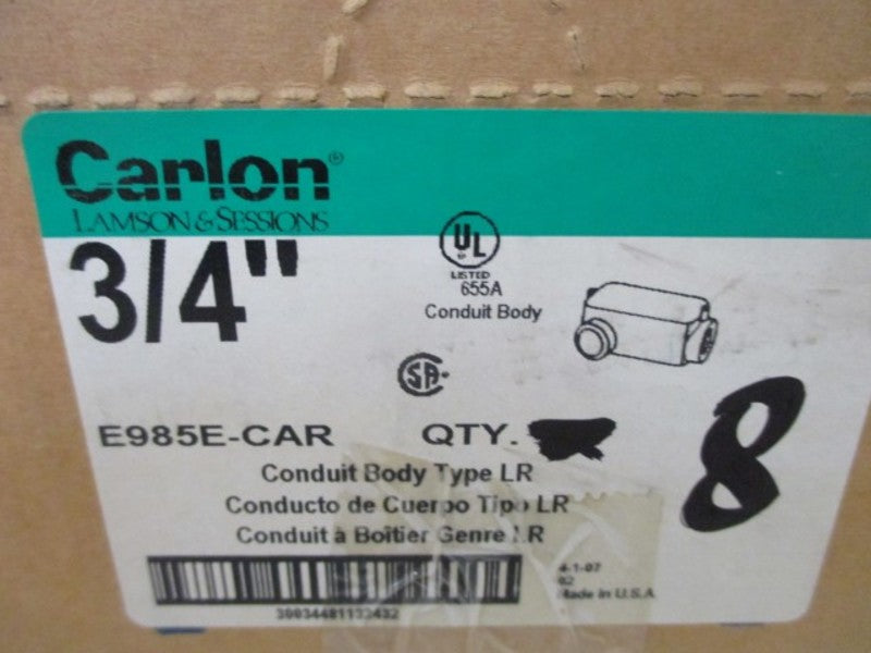 LOT OF 8 CARLON E985E-CAR CONDUIT BODY TYPE LR *NEW IN BOX*