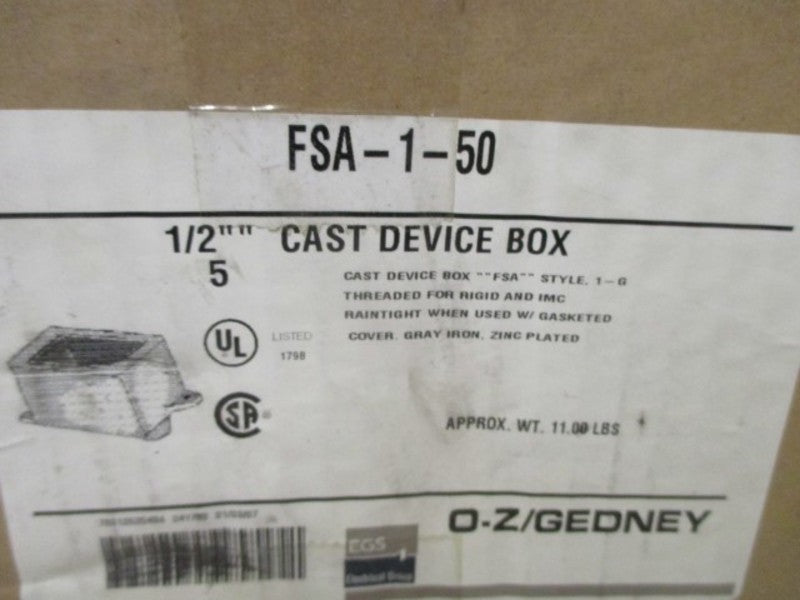 LOT OF 5 EGS FSA-1-50 CAST DEVICE BOX 1/2" *NEW IN BOX*