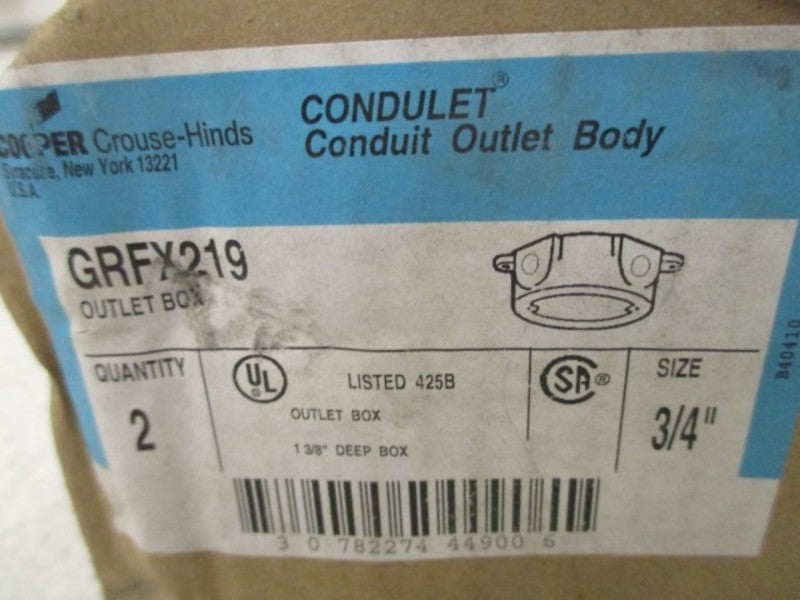 LOT OF 2 CROUSE-HINDS GRFX219 OUTLET BOX *NEW IN BOX*