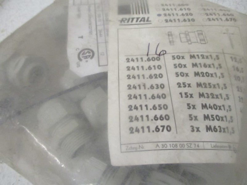 LOT OF 16 RITTAL 2411.620 POLYCARB CABLE BUSHING *NEW NO BOX*