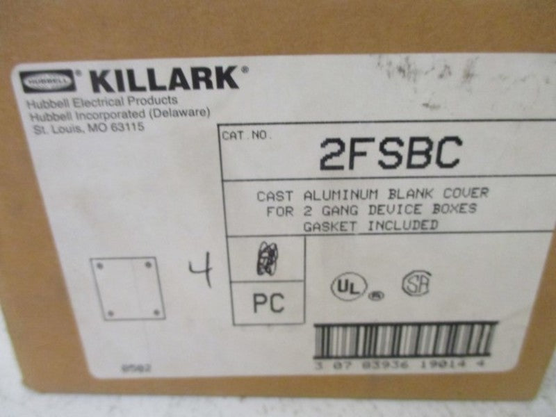 LOT OF 4 HUBBELL 2FSBC ALUMINUM BLANK COVER 2 GANG *NEW IN BOX*