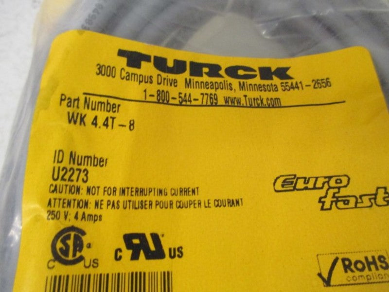 TURCK WK 4.4 T-8 EUROFAST MOLDED CORDSET * NEW IN FACTORY BAG *