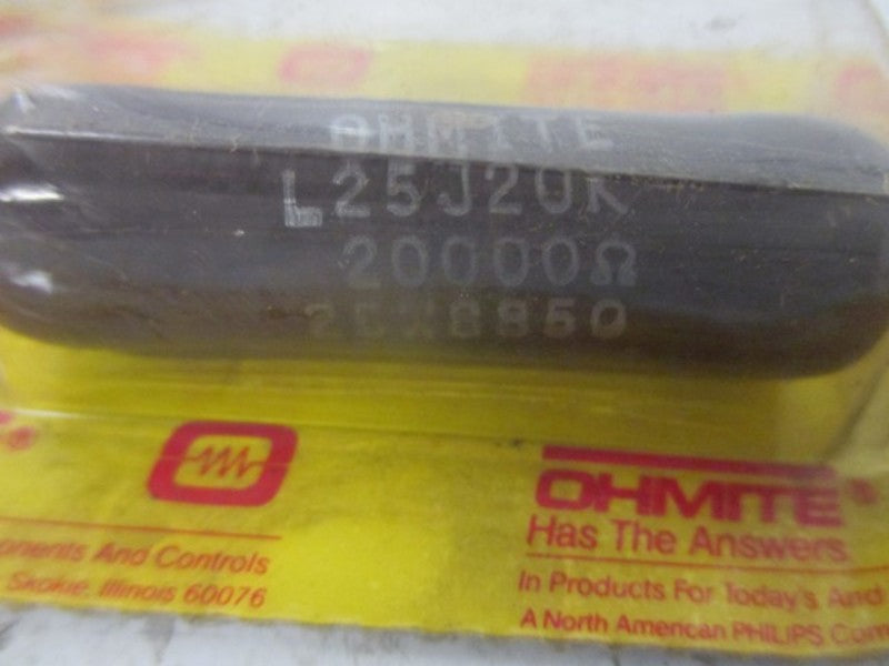 OHMITE L25J20K RESISTOR 20K OHMS * NEW IN ORIGINAL PACKAGE *