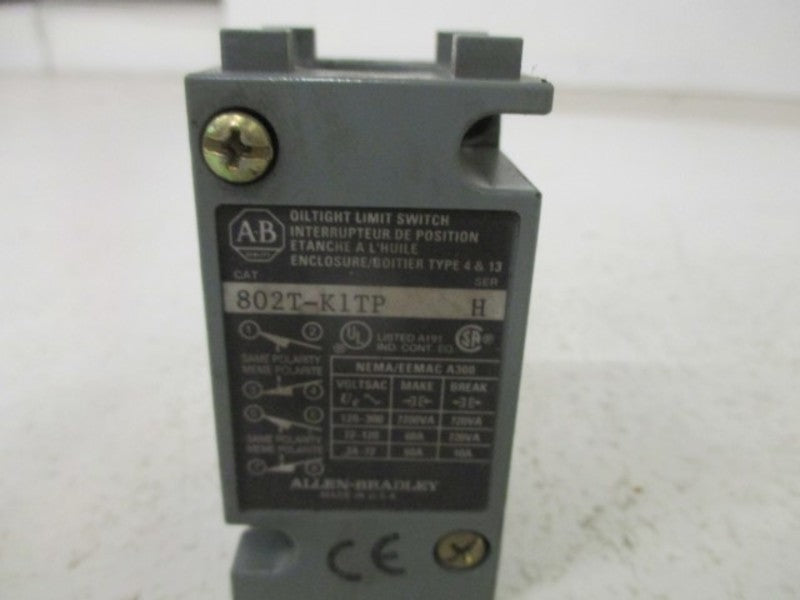 ALLEN BRADLEY 802T-K1TP SER H LIMIT SWITCH (AS PICTURED) * USED *