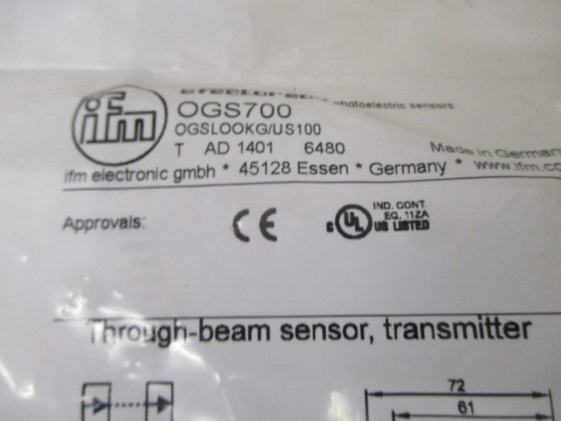 IFM EFECTOR OGS700 THROUGH BEAM SENSOR * NEW IN FACTORY BAG *