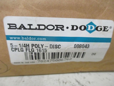 BALDOR 008043 5-1/4H POLY-DISC CPLG FLANGE 1615 * NEW IN BOX *