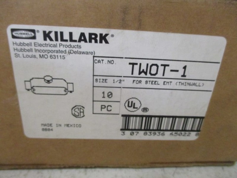 LOT OF 10 KILLARK TWOT-1 THINWALL CONDUIT BODY 1/2" *NEW IN BOX*