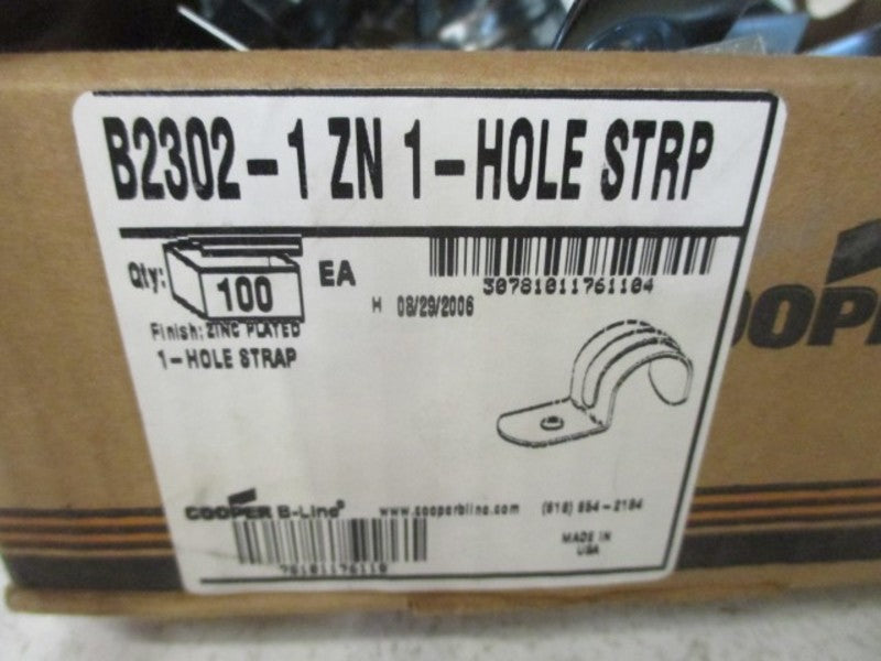 LOT OF 100 B-LINE B2302-1ZN1-HOLE STRAP ZINC PLATED *NEW IN BOX*