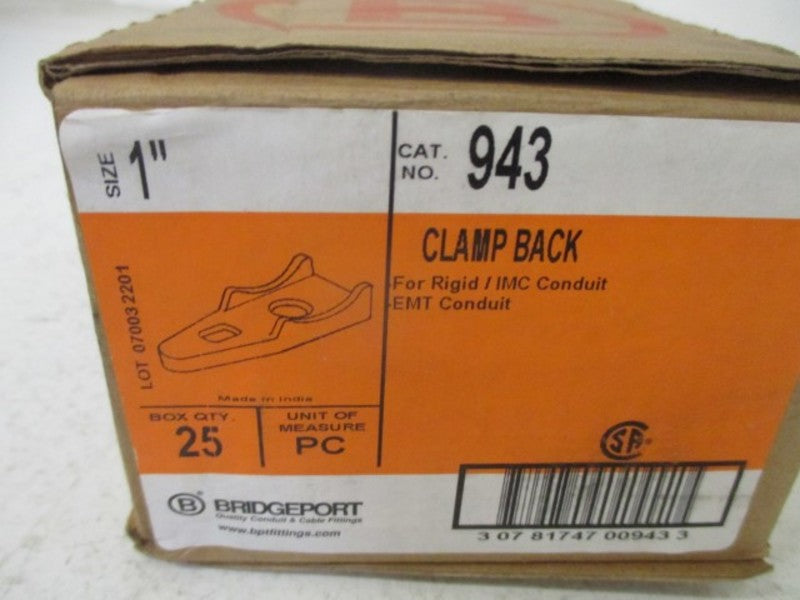 LOT OF 25 BRIDGEPORT 943 CLAMP BACK *NEW IN BOX*