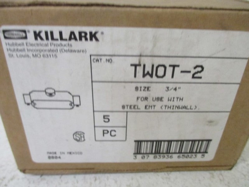 LOT OF 5 KILLARK TWOT-2 CONDUIT BODY THINWALL 3/4" *NEW IN BOX*