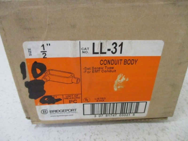 LOT OF 10 BRIDGEPORT LL-31 CONDUIT BODY *NEW IN BOX*