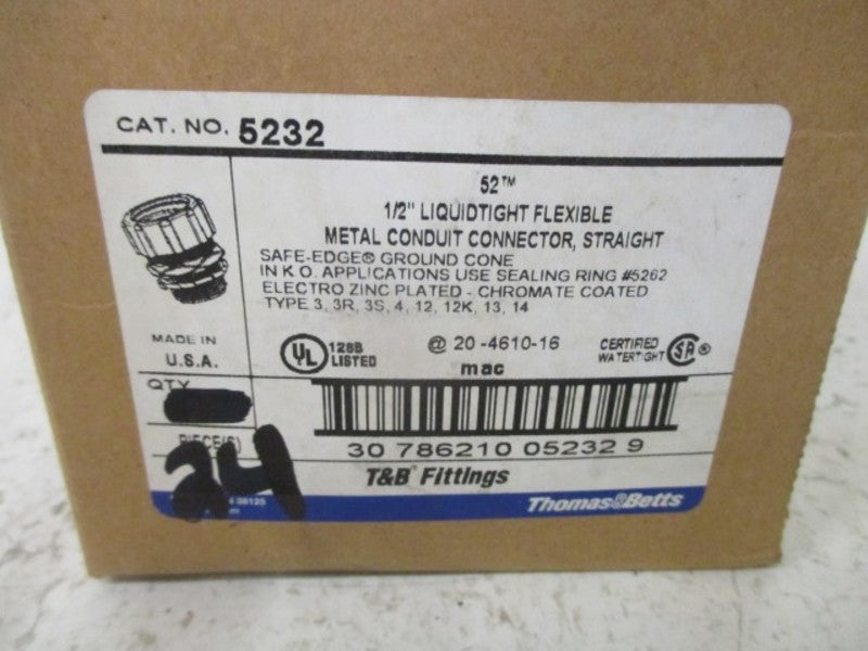 LOT OF 24 THOMAS & BETTS 5232 CONDUIT CONNECTOR 1/2" LIQUIDTIGHT *NEW IN BOX*