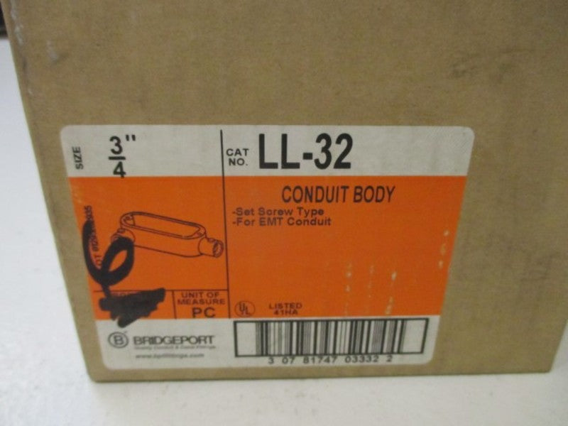 LOT OF 6 BRIDGEPORT LL-32 CONDUIT BODY *NEW IN BOX*