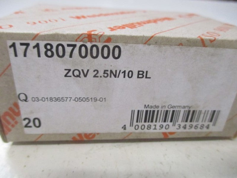 LOT OF 20 WEIDMULLER 1718070000 ZQV 2.5N/10 BL *NEW IN BOX*