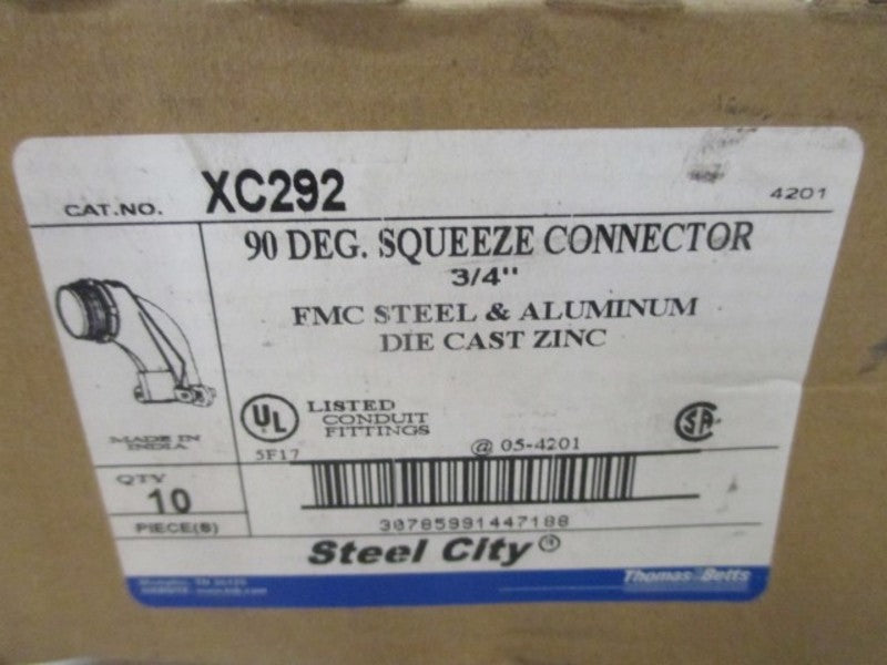 LOT OF 10 THOMAS & BETTS XC292 SQUEEZE CONNECTOR 3/4" 90 DEGREE *NEW IN BOX*