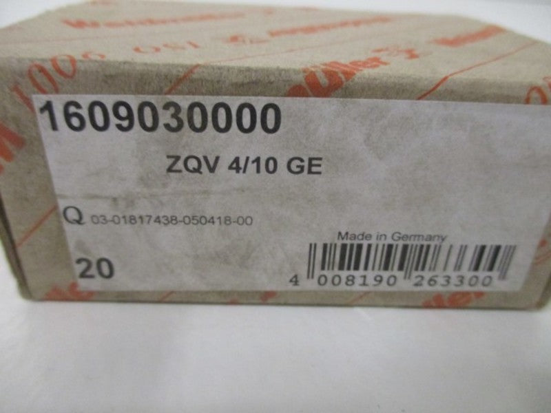 LOT OF 20 WEIDMULLER 1609030000 ZQV 4/10 GE *NEW IN BOX*