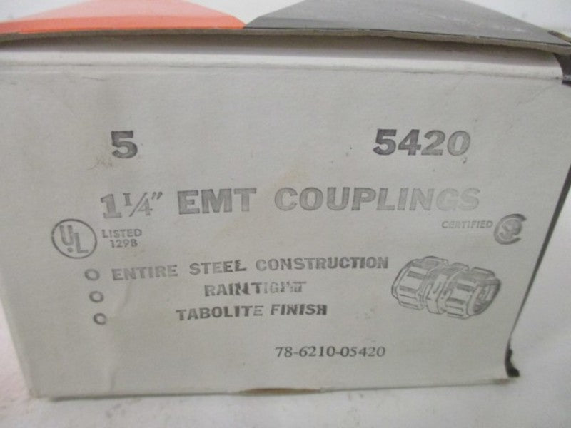 LOT OF 5 THOMAS & BETTS 5420 EMT COUPLINGS 1-1/4" *NEW IN BOX*