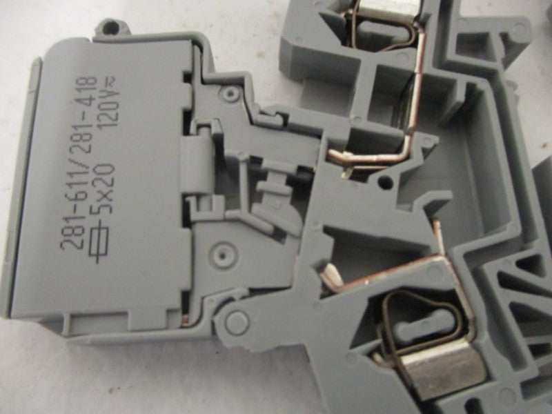 LOT OF 50 WAGO 281-611/281-418 FUSE TERMINAL BLOCK W/HOLDER *NEW IN BOX*