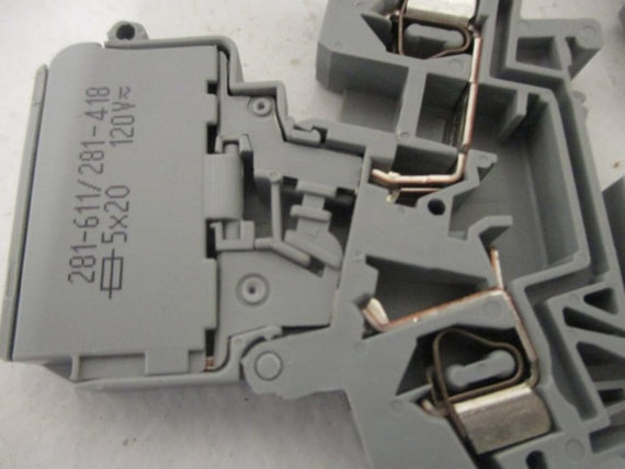 LOT OF 50 WAGO 281-611/281-418 FUSE TERMINAL BLOCK W/HOLDER *NEW IN BOX*