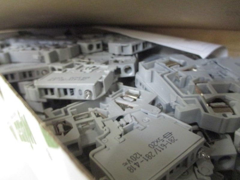 LOT OF 50 WAGO 281-611/281-418 FUSE TERMINAL BLOCK W/HOLDER *NEW IN BOX*