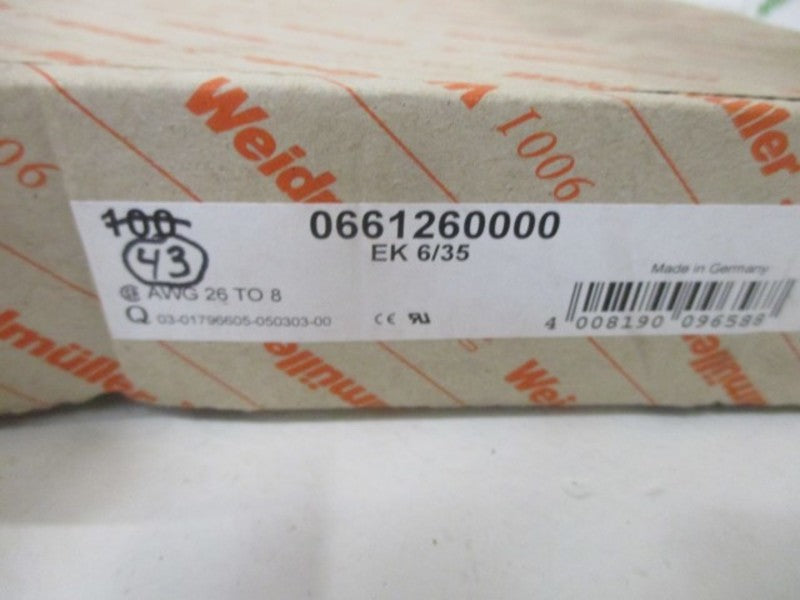 LOT OF 43 WEIDMULLER 0661260000 TERMINAL SCREW CONNECTION 6MM2 *NEW IN BOX*