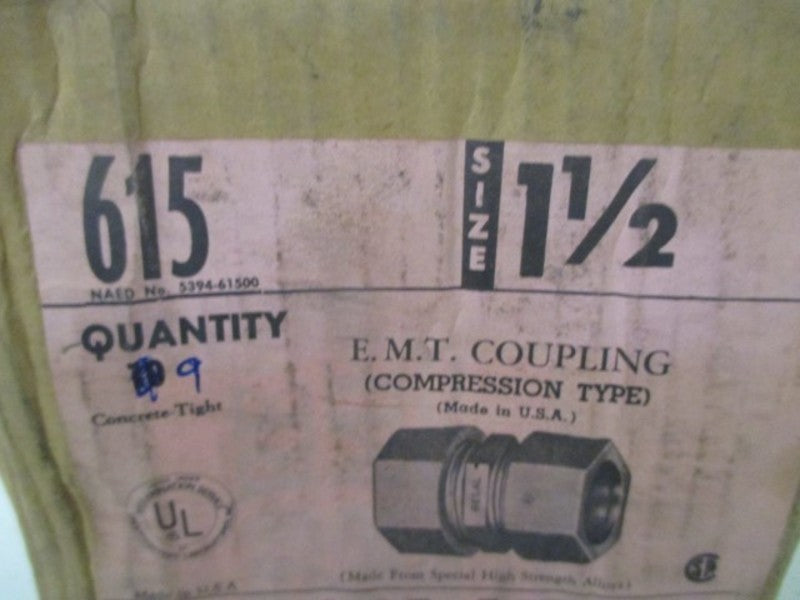 LOT OF 9 REGAL 615 EMT COUPLING COMPRESSION TYPE *NEW IN BOX*