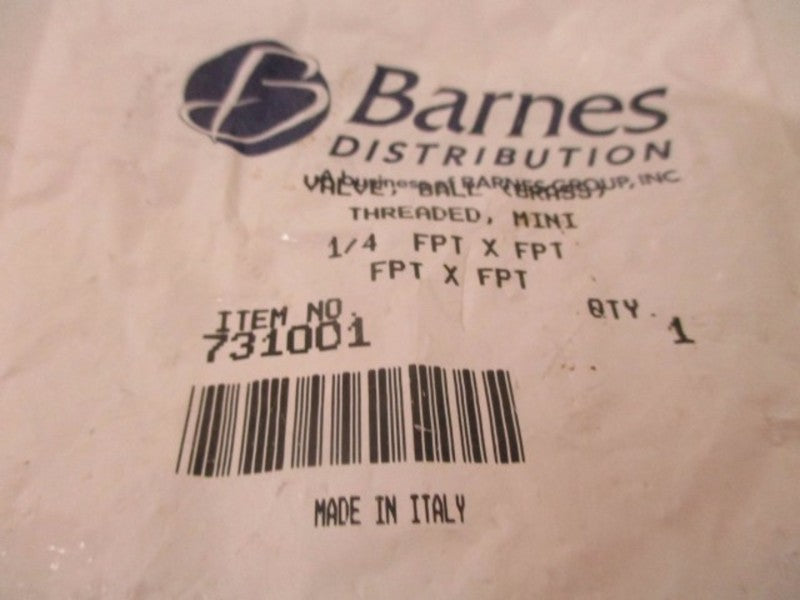 BARNES 731001 BALL VALVE THREADED MINI * NEW IN FACTORY BAG *