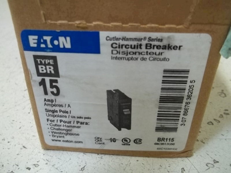 LOT OF 10 EATON BR115 CIRCUIT BREAKER *NEW IN BOX*