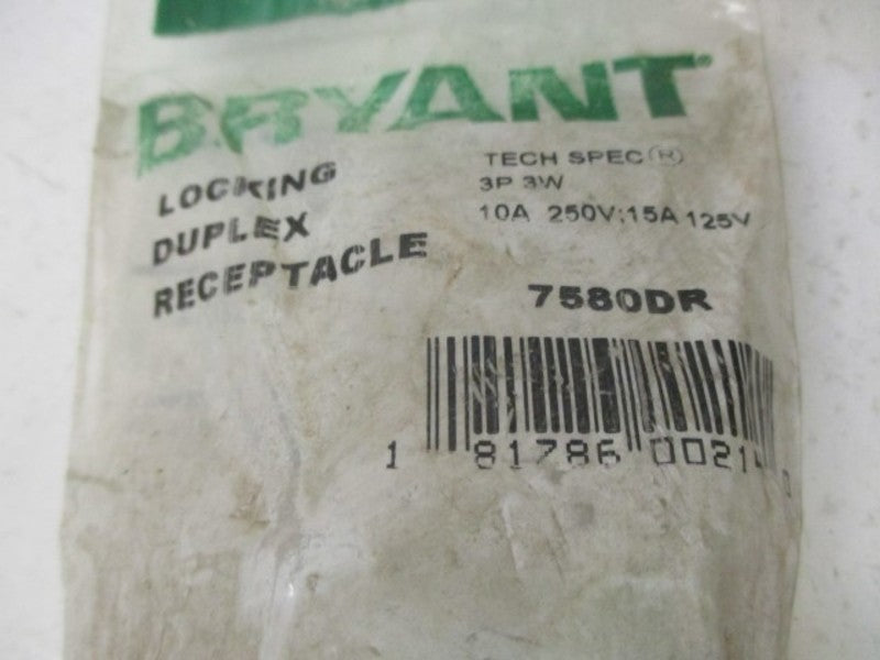 BRYANT 7580DR LOCKING DUPLEX RECEPTACLE * NEW IN FACTORY BAG *