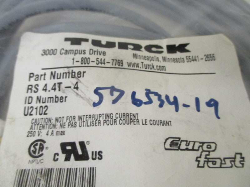 TURCK RS 4.4T-4 EUROFAST MOLDED CORDSET * NEW IN FACTORY BAG *