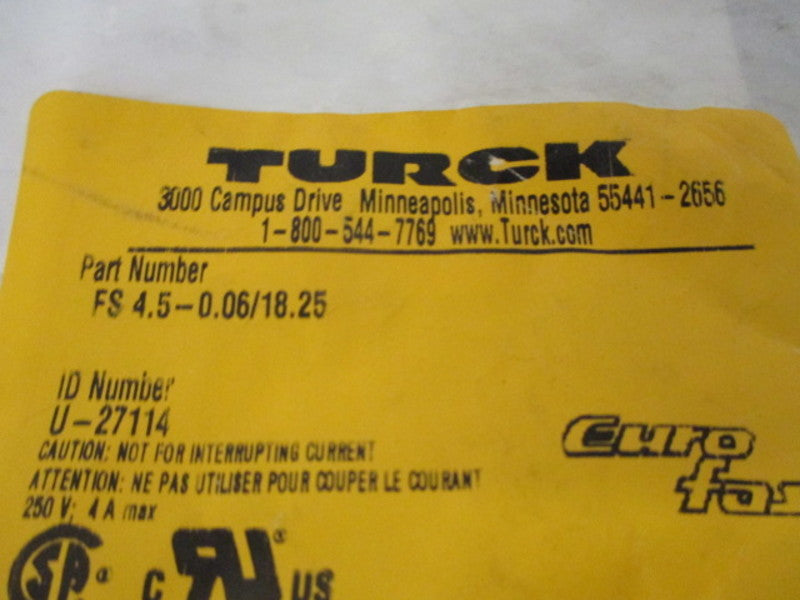 TURCK FS 4.5-0.06/18.25 EUROFAST RECEPTACLE * NEW IN FACTORY BAG *
