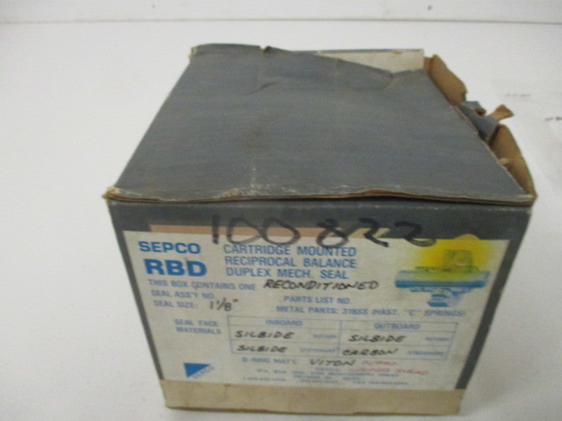 SEPCO RBD DUPLEX MECHANICAL SEAL 1-1/8" DIAM (RECONDITIONED ) * NEW IN BOX )