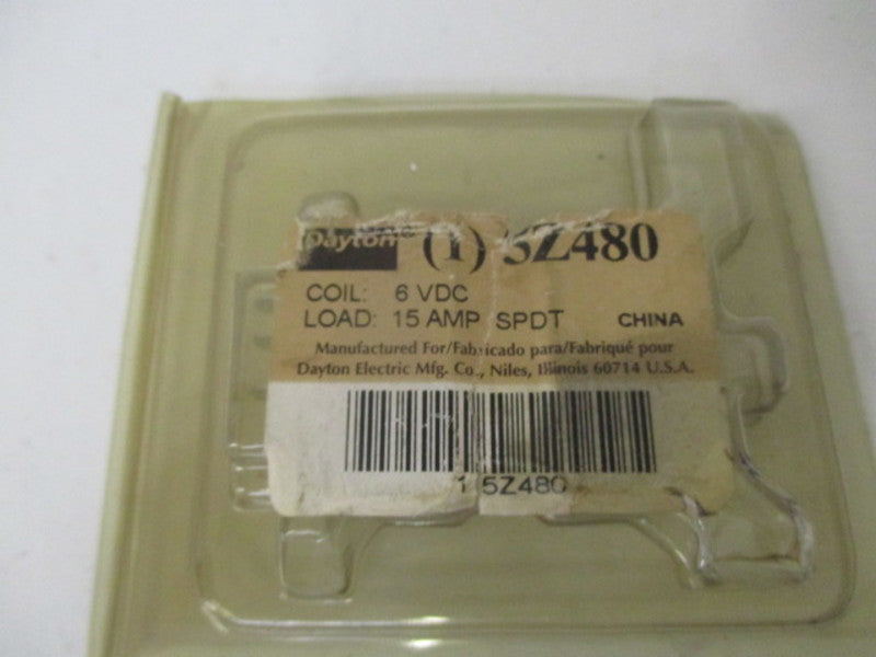 DAYTON 5Z480 PLUG-IN RELAY 5PIN 15A 6VDC * NEW IN ORIGINAL PACKAGE *