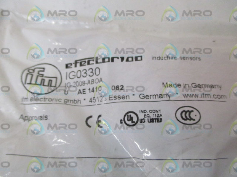 IFM EFECTOR IG0330 INDUCTIVE PROXIMITY SENSOR * NEW IN FACTORY BAG *