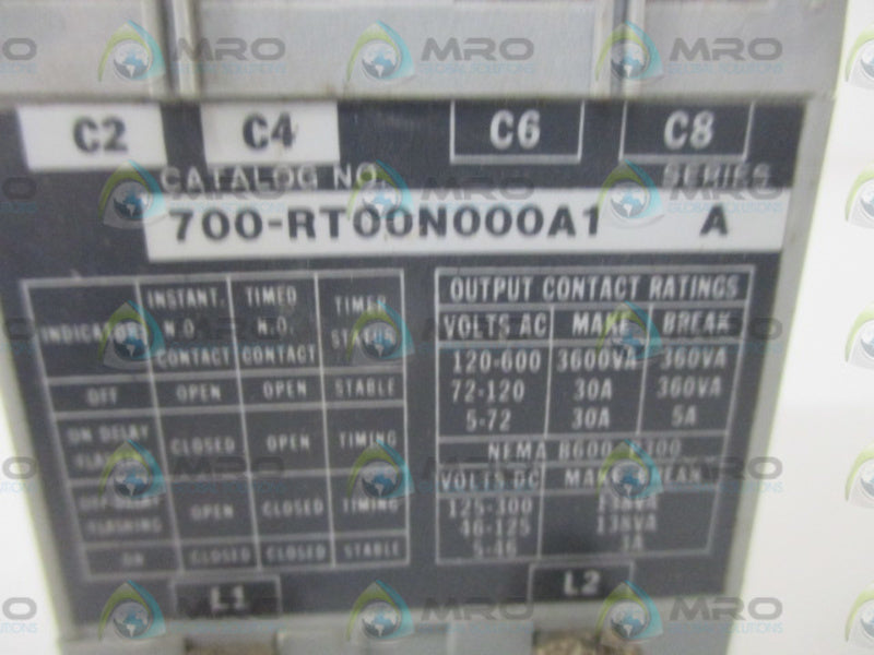 ALLEN BRADLEY 700-RT00N000A1 SER. A TIMING RELAY * USED *