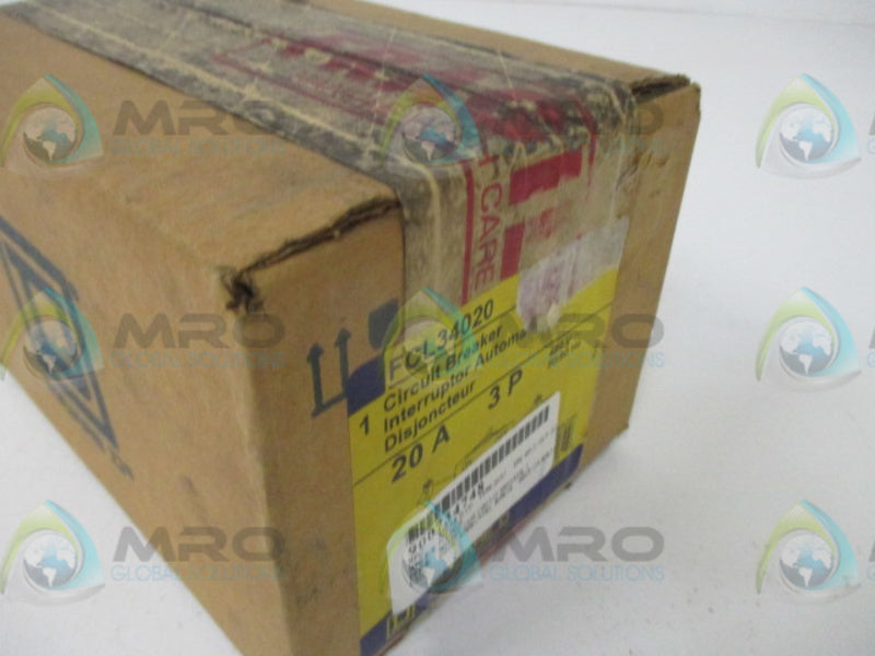 SQUARE D FCL34020 CIRCUIT BREAKER 20A * FACTORY SEALED *