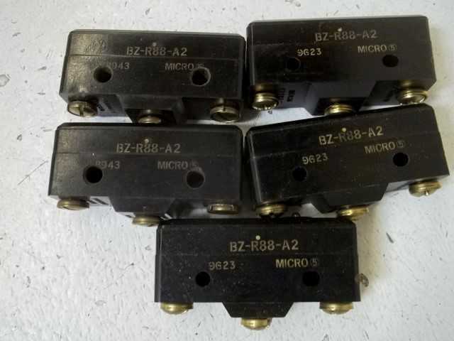 LOT OF 5 MICROSWITCH BZ-R88-A2 SNAP ACITON SWITCH *USED*