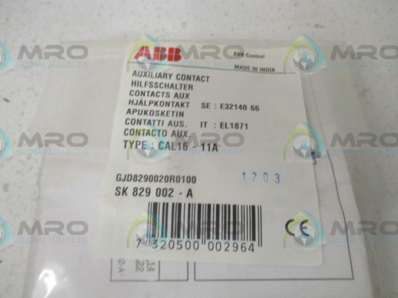 ABB CAL16-11A SK829002-A AUXILIARY CONTACT AUXILIARY * NEW IN FACTORY BAG *