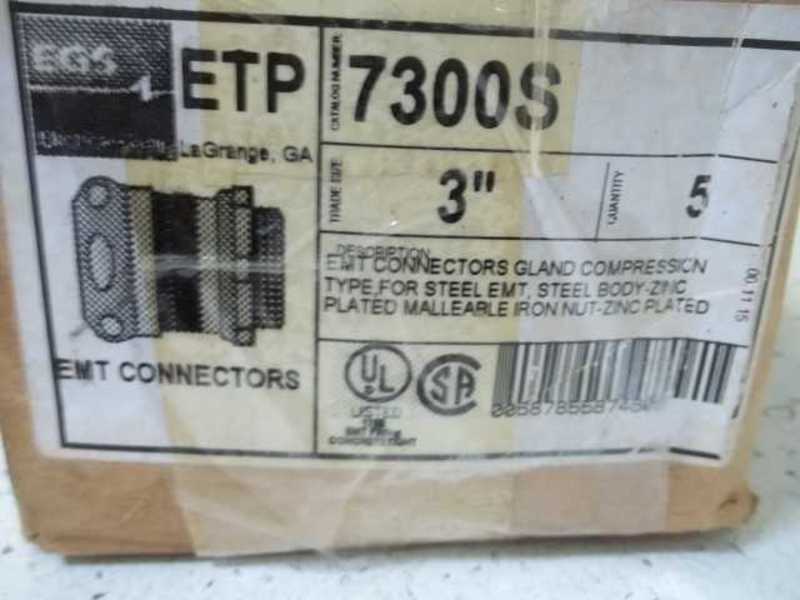 LOT OF 5 EGS 7300S 3" CONNECTORS *NEW IN BOX*