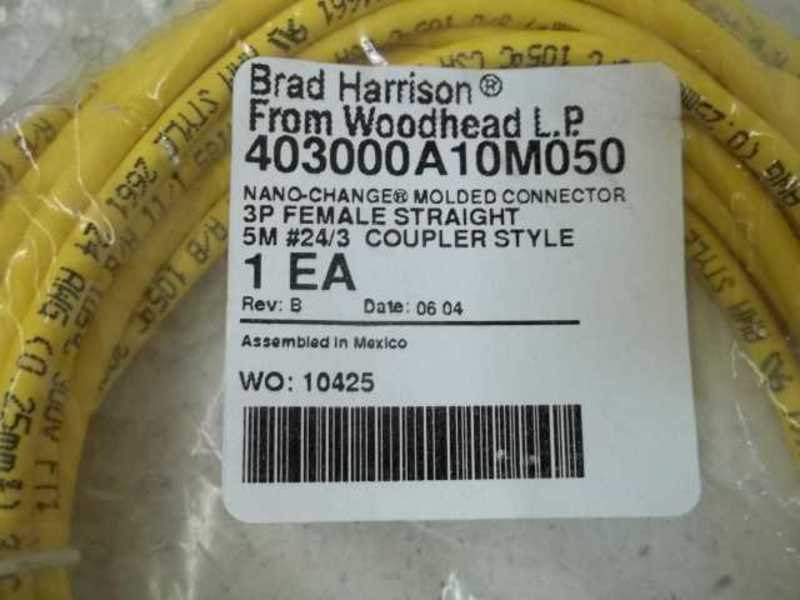 BRAD HARRISON 403000A10M050 MOLDED CONNECTOR * NEW IN A FACTORY BAG *