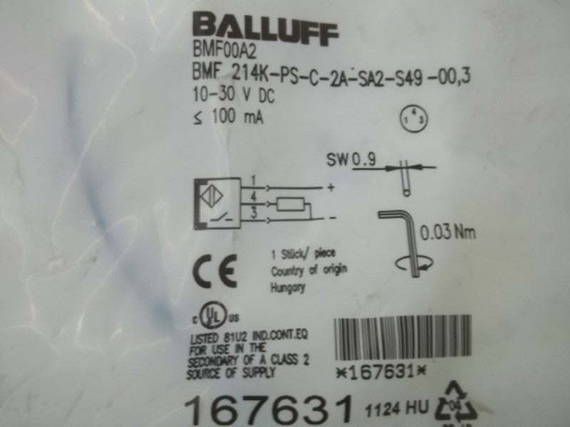BALLUFF BMF214K-PS-C-2A-SA2-S49-00,3 FILED SENSOR* NEW IN A FACTORY BAG *