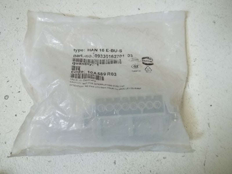 HARTING HAN-16-E-BU-S  FEMALE CONNECTOR * NEW IN FACTORY BAG *