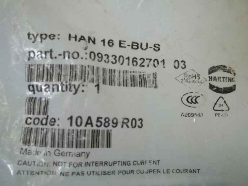 HARTING HAN-16-E-BU-S  FEMALE CONNECTOR * NEW IN FACTORY BAG *