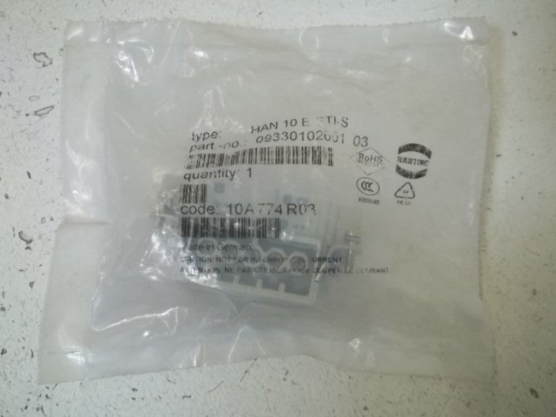 HARTING HAN10E-STI-S MALE CONNECTOR * NEW IN FACTORY BAG *
