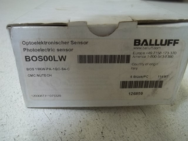 LOT OF 5 BALLUFF BOS 18KW-PA-1QC-S4-C PHOTOELECTRIC SENSOR *NEW IN BOX*