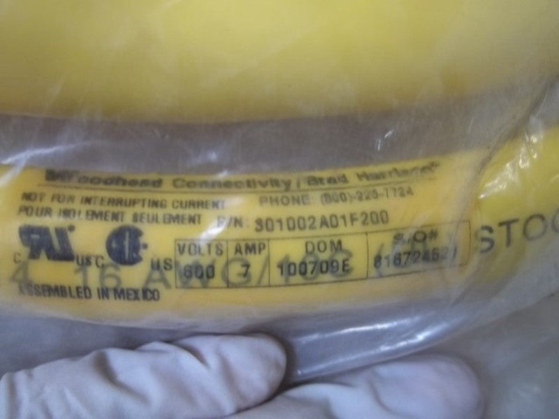 BRAD CONNECTIVITY 301002A01F200 MALE STRAIGHT CORDSET 20' * NEW IN FACTORY BAG *