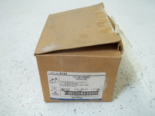 LOT OF 25 THOMAS & BETTS 8124 1/2" SET SCREW COUPLING *NEW IN BOX*