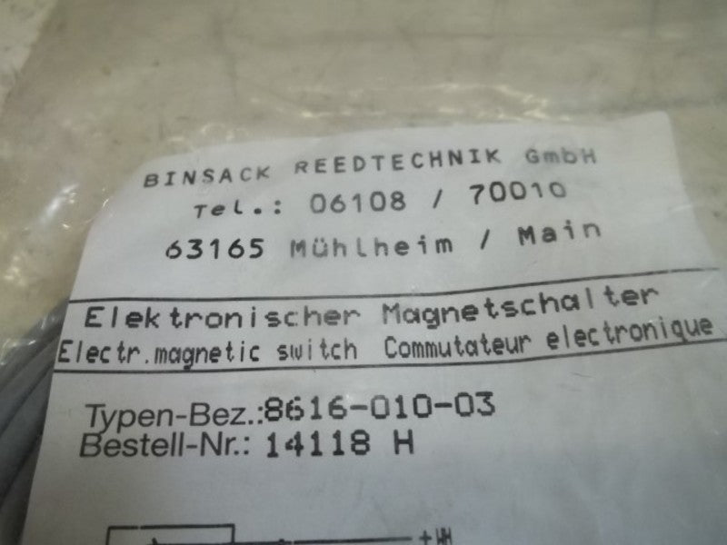 BINSACK REEDTECHNIK H14118 PROXIMITY SWITCH * NEW IN BAG *
