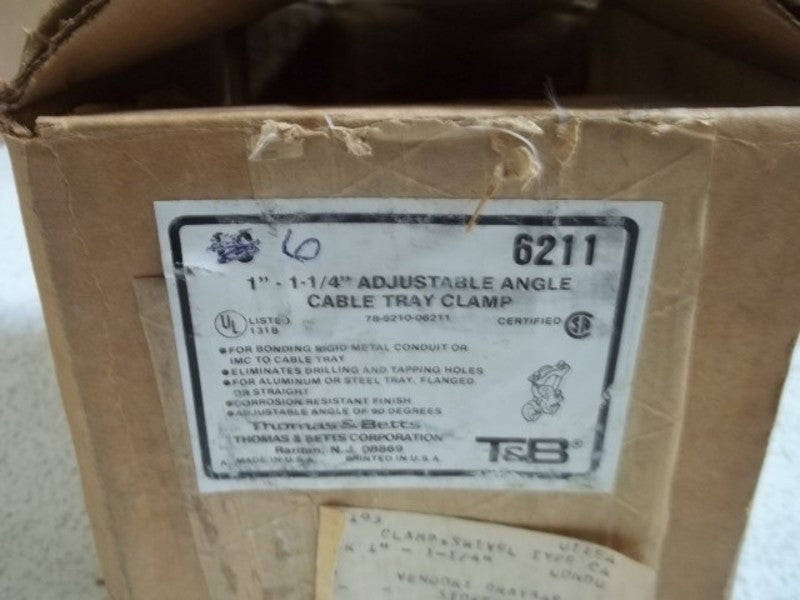 LOT OF 6 THOMAS & BETTS 6211 ADJUSTABLE CABLE CLAMP 1" - 1 1/4" *NEW IN BOX*