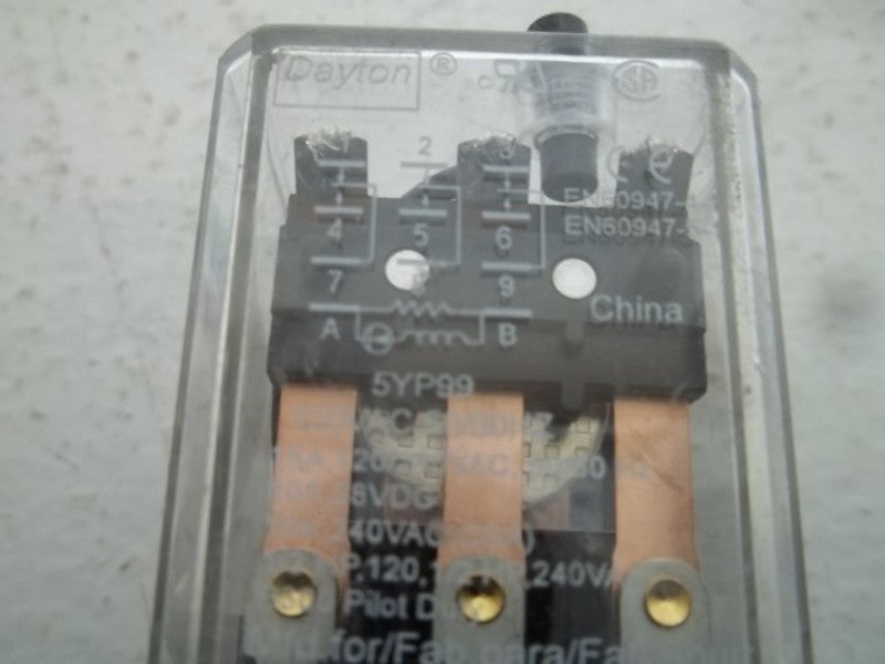 LOT OF 2 DAYTON 5YP99 RELAY 120 VAC 15AMP *USED*